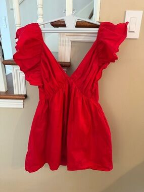 Showpo Women’s Red Flutter Sleeve V-Neck Mini